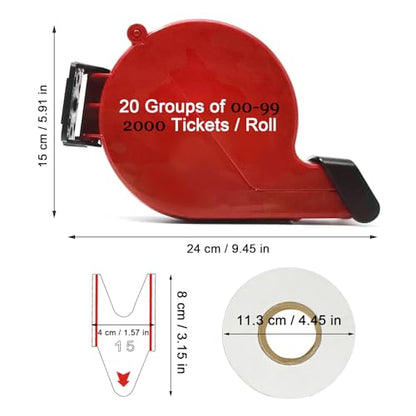 Ticket Dispenser Take A Number Take-a-Number System Ticket Machine for Counter Queuing System with 5 Rolls Tickets 00-99