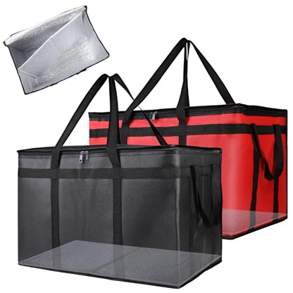 Bodaon Catering Bag with Removable Hard Bottom, XXX-Large, 2Pk, Black + Red - color: Black + Red, size: XXX-Large (With Hard Bottom)