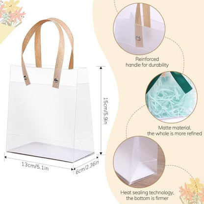 Clear Plastic Gift Bags with Handles,Small Favor Bags,20 Pcs