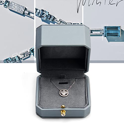 Premium Leather Necklace Pendant Box Jewelry Gift Box Jewelry Necklace Earrings Gift Box - color: Grey, size: Pendant Box