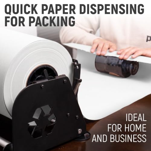 18" Paper Dispenser with Cutter + White Kraft Paper Roll - color: White, size: 1 Roll + Dispenser