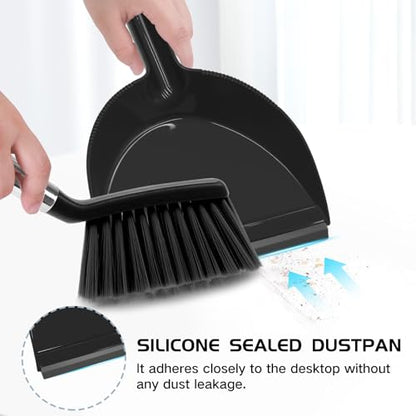 NACENA Mini Broom and Dustpan Set, Small Dust Pan and Brush Set, Black - color: Black, size: 1 Pack