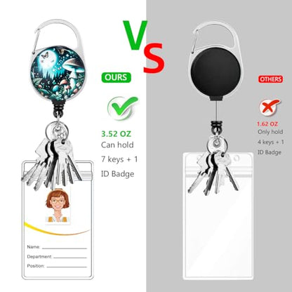 Funny Butterfly ID Badge Holder with Lanyard and Retractable Badge Reel - color: Fantasy Mushroom