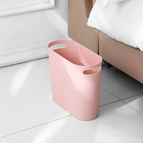 rejomiik Small Bathroom Trash Can, 3.5 Gallon Slim Garbage Can, Pink - color: Rosette Pink, size: 1 pack
