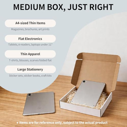 Fishat 11" x 8" x 2" White Corrugated Cardboard Shipping Boxes Set of 5 - size: 11" x 8" x 2"