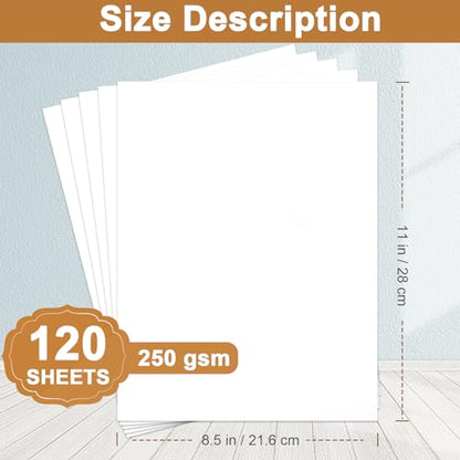 Silunkia 120 Sheets Bright White Cardstock 8.5 x 11 Certificate Paper 92lb - color: White, size: 120 Sheets
