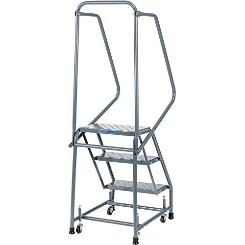 Ballymore H318P Perforated 16" W 3 Step Steel Rolling Ladder 10" D Top Step
