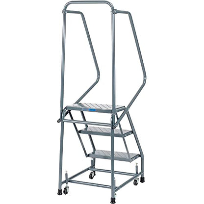 Ballymore H318P Perforated 16" W 3 Step Steel Rolling Ladder 10" D Top Step