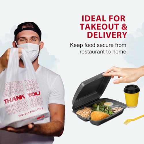 Soeos Thank You Plastic Bags, 280 Count, 11.5" x 6.5" x 21", White Shopping Bag with Handles for Grocery, Convenient Store, Restuarant (Made in USA) - size: 280 Count (Pack of 1)