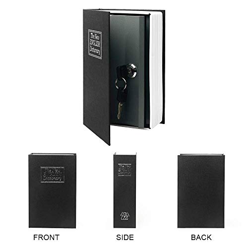 Small Sized Diversion Book Safe Storage Box, Dictionary Secret Safe Can with Security Combination Lock/Key, Diversion Book Hidden Safe (Key, Black dictionary) - style: Black dictionary-Key