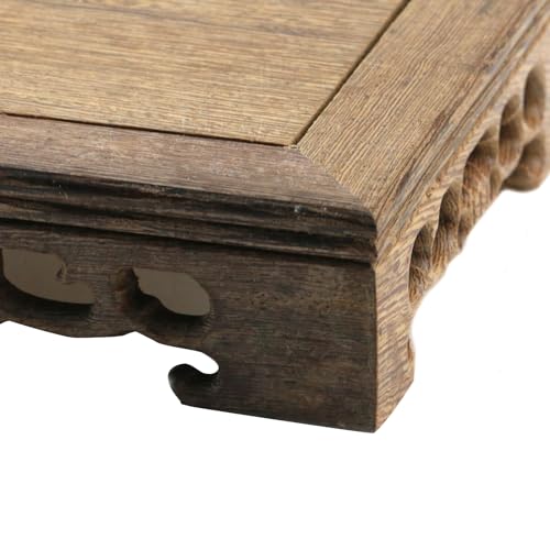 Wooden Display Stand Base 6.69" x 4.33" Rectangle Wood Carved Pedestal Oriental Style Home Decoration for Vase, Flower Pots, Teapot, Table Lamp, Fishbowl - style: Rectangle
