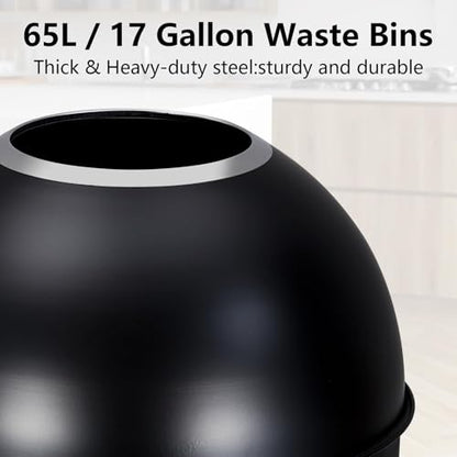 65L/17 Gallon Heavy Duty Stainless Steel Tall Commercial/Kitchen Trash Can, Round Open Top Waste Bin for Indoor and Outdoor, Durable Garbage Bin for Home Office Restaurant