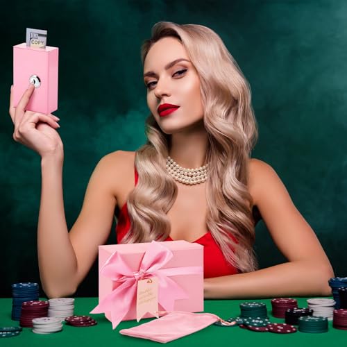 CroBlissful 3 Pcs Metal Casino Cash Boxes with Keys and Storage Pouch, Pink - color: pink