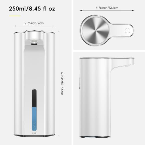 EKO Aroma Touchless Automatic Soap Dispenser for Bathroom and Kitchen, Liquid Hand Soap Dispenser, Rechargeable, 9 fl oz (White) - color: White, size: 9 oz
