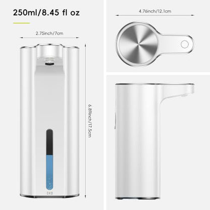EKO Aroma Touchless Automatic Soap Dispenser for Bathroom and Kitchen, Liquid Hand Soap Dispenser, Rechargeable, 9 fl oz (White) - color: White, size: 9 oz