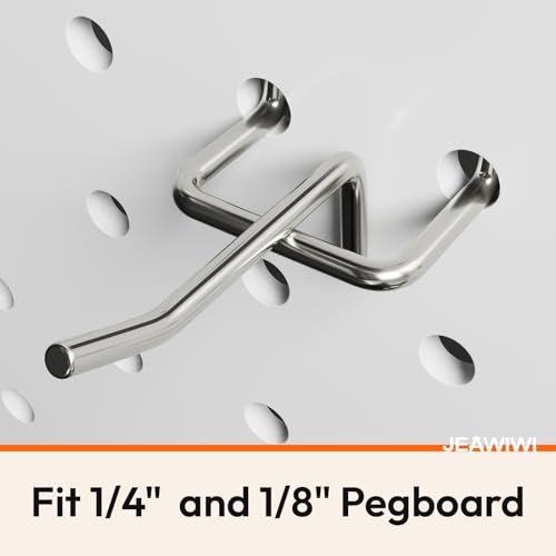 JEAWIWI 120 Pack Metal Pegboard Hooks, 2 Inch, Fit 1/4 & 1/8 in Peg Board - color: Silver, size: 2in 120pcs