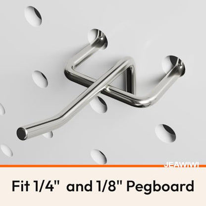 JEAWIWI 120 Pack Metal Pegboard Hooks, 2 Inch, Fit 1/4 & 1/8 in Peg Board - color: Silver, size: 2in 120pcs