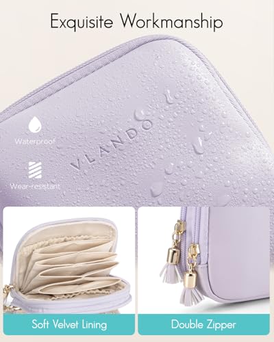 VLANDO 2-Layer Jewelry Organizer for Travel,Rings,Earrings,Necklaces - color: Mist Purple