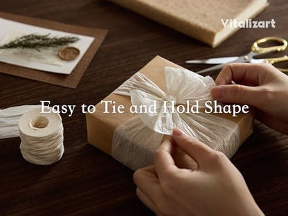 Vitalizart Crinkle Paper Ribbon 1.5" x 75 Yds for Gift Wrapping Recyclable - color: White