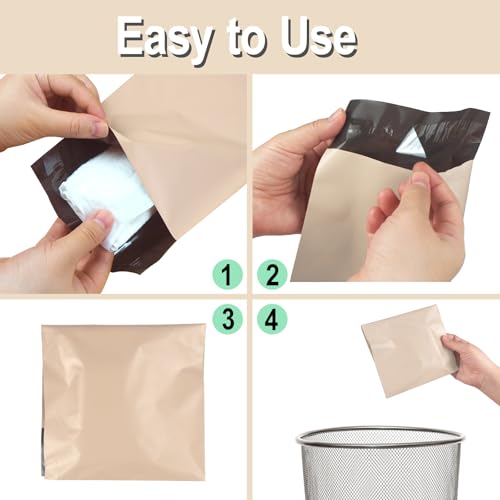 100 PCS Sanitary Napkin Disposal Bags, Feminine Hygiene Disposal Bags for Tampons and Pads, Block Odors, Self-Sealing Seals, 10.6 * 5.9 Inch (Apricot Color) - color: Apricot