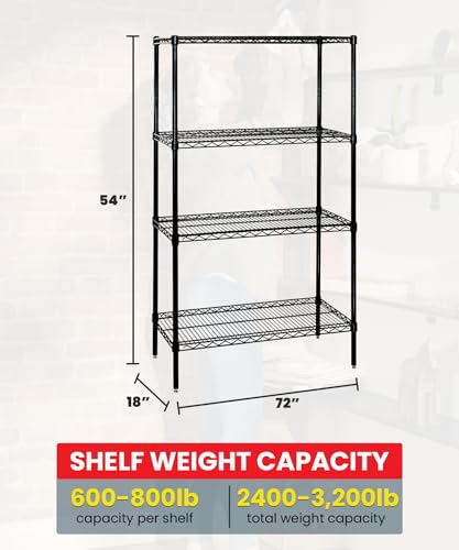 Quantum Storage Systems WR54-1872BK Starter Kit Wire Shelves Black Epoxy 4 Shelves 54" H x 72" W x 18" D - color: Black Epoxy, size: 54H x 72W x 18D