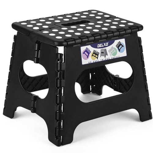 Delxo Folding Step Stool 11 Inch,300 Lbs Step Stool for Kids & Adults Black - color: Black, size: 11 Inch