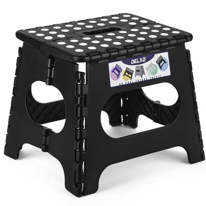 Delxo Folding Step Stool 11 Inch,300 Lbs Step Stool for Kids & Adults Black - color: Black, size: 11 Inch