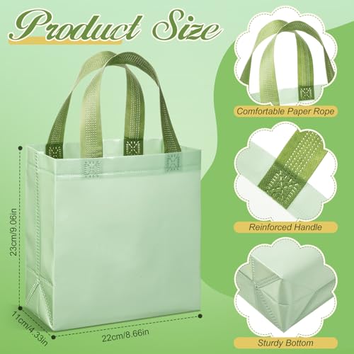 Sweetude 16 Pcs Sage Green Gift Bags, Reusable Non Woven Tote with Handles - color: Sage Green