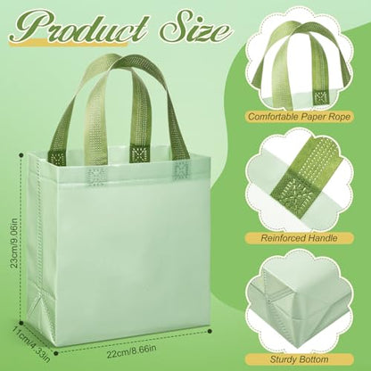 Sweetude 16 Pcs Sage Green Gift Bags, Reusable Non Woven Tote with Handles - color: Sage Green