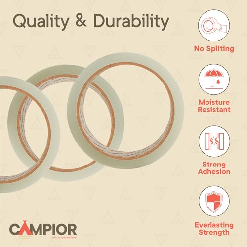 12 Rolls Clear Packing Tape 2 Inch Wide – Strong Adhesion & Durable 1.7 Mil Thickness Clear Packing Tape for Moving, Shipping & Storage – Smooth Unwinding Packaging Tape Refill, 60 Yards Per Roll - size: 12 pack