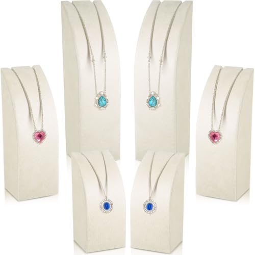 6 Pcs Necklace Display Stand Black Velvet Jewelry Holder for Store Beige