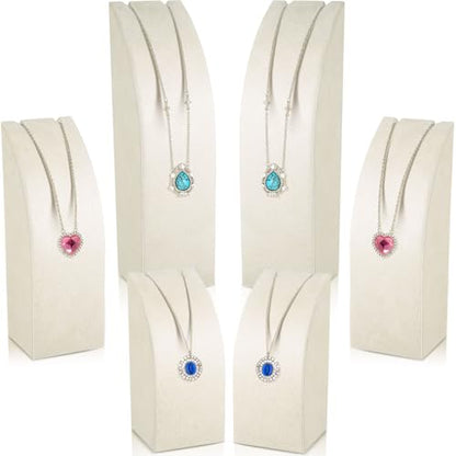 6 Pcs Necklace Display Stand Black Velvet Jewelry Holder for Store Beige
