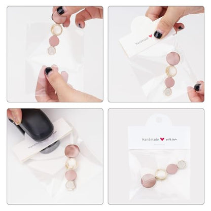 joycraft 100Pcs White Packaging for Small Business, Jewelry Package Supplies with Clear Bags, Jewelry Display Bags for Selling, Craft Packaging Set for Bracelets, Key Chains, Earring. - color: White