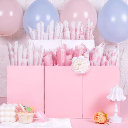 Larcenciel Tissue Paper, 50 Sheets Elephant Pink Tissue Paper for Gift Bags Gift Wrapping, Cute Baby Girl Design Art Gift Wrap for Baby Shower, Birthday, Anniversary, Craft, 19.7x13.8inch - color: pink