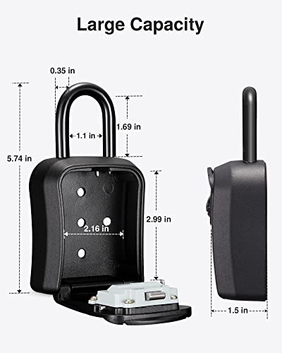 Puroma Key Lock Box Outdoor 4 Digit Code Combination Lockbox House, 1 Black - color: Pure Black