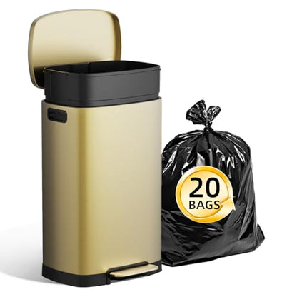 KUK 13 Gallon Kitchen Trash Can with Lid, 50L/13Gal Office Step Garbage Can for Home, Kitchen, Laundry Room, Office, Gold - color: Titanium Gld