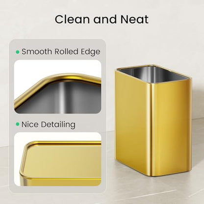 Cesun Small Bathroom Trash Can, 2.1 Gallons, Under Sink Wastebasket, Gold - color: Gold