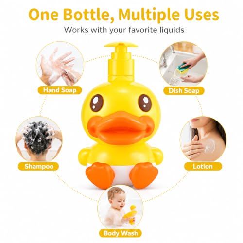 Plastic Cute Duck Soap Dispenser for Kid or Children with Pump - color: Yellow