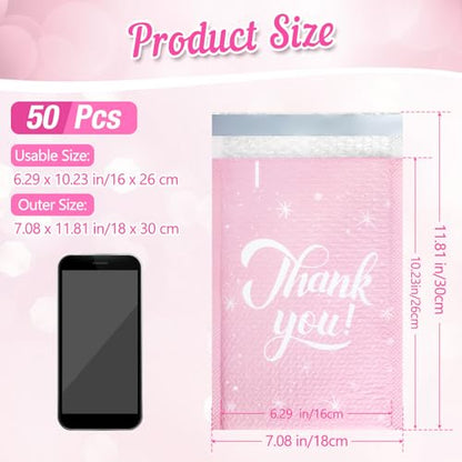 50 Pack Bubble Mailers, 6 x 10 Inch, Pink