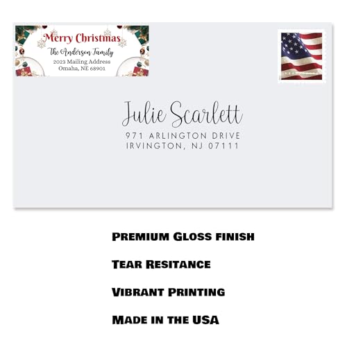 Sunshine Stickers Custom Christmas Return Address Labels-Personalized Holiday Return Address Labels, Set of 120 Self Adhesive Mailing Rectangle Personalized Name Stickers for Envelopes (Pattern 12) - style: Pattern 12