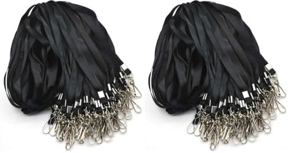 Beebel Lanyards 100 Pcs Lanyard for Id Badges Flat Lanyard with Badge Clip J-Hook (Pack of 2) - color: Black, size: 200 Pack
