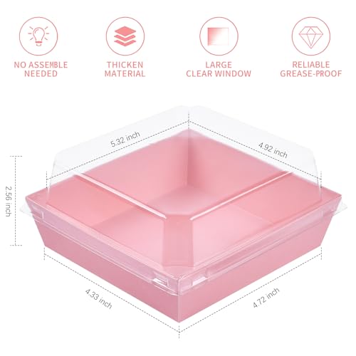 Ocmoiy Charcuterie Boxes with Clear Lids, 5 Inches, 50 Pack, Pink - color: Pink