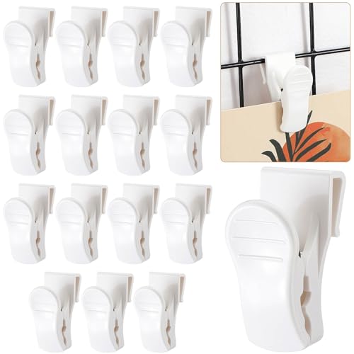 AmazingSpark 15 Pcs Gridwall Accessories Grid Wall Hooks Clips, White - color: White