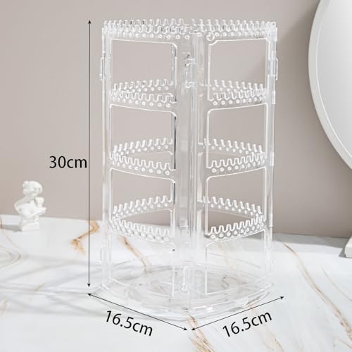 360° Rotating Jewellery Stand Organiser, Clear Display Earring Holder, 4 Tiers Jewellery Stand Necklace Stand Jewelry Dangle Earring Necklace Bracelet Display Rack Stand for Storage