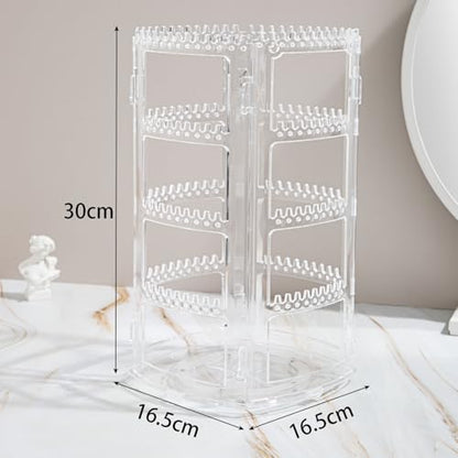 360° Rotating Jewellery Stand Organiser, Clear Display Earring Holder, 4 Tiers Jewellery Stand Necklace Stand Jewelry Dangle Earring Necklace Bracelet Display Rack Stand for Storage