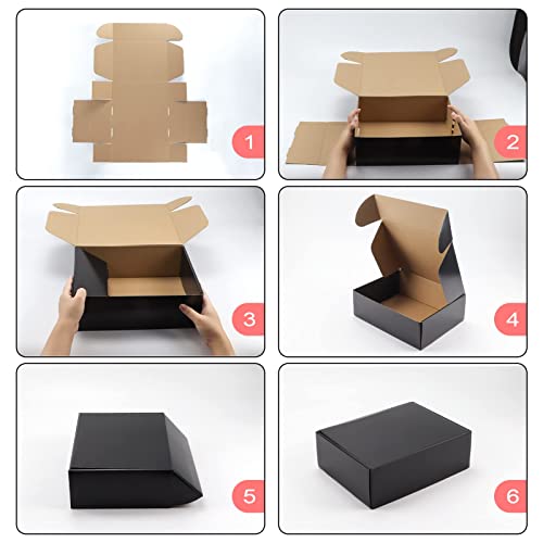 Hoikwo 20 Packs Black 12x9x4 Medium Shipping Boxes - color: Black(Glossy), size: 12x9x4-20 Pack