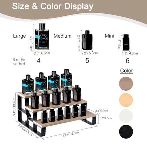 3 Tier Cologne & Perfume Stand, Wooden Dresser Perfume Display Shelf - color: Walnut, size: 3 Tiers-width=11.2"