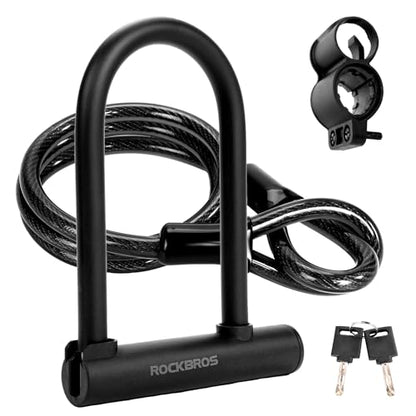 ROCKBROS Bike U Lock Anti Theft 4 ft Cable Mounting Bracket Keys