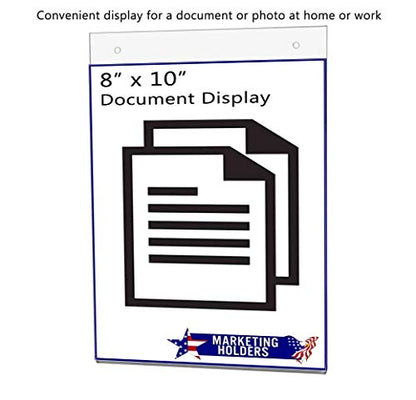 Wall Mount Sign Holder for 8" x 10" Advertisements Notices and Flyers in Retail Stores and Restaurants Clear Acrylic with 2 Pre Drilled Holes and Hanging Hardware by Marketing Holders - size: 8"w x 10"h