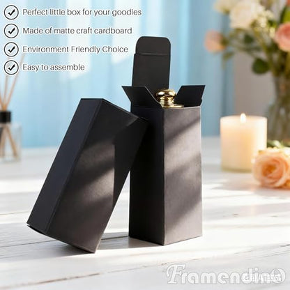 Framendino, 50 Pack Black Kraft Paper Lipstick Boxes Rectangle Bottle Reusable Lip Balm Packaging Cases Gift Wrapping Box for DIY (3.54x1.41x1.41) - color: Black - 3.54x1.41x1.41